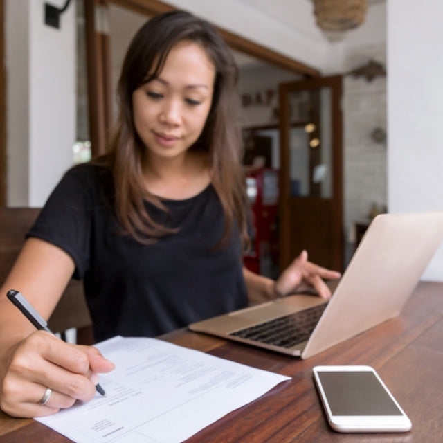 Lady writing cv